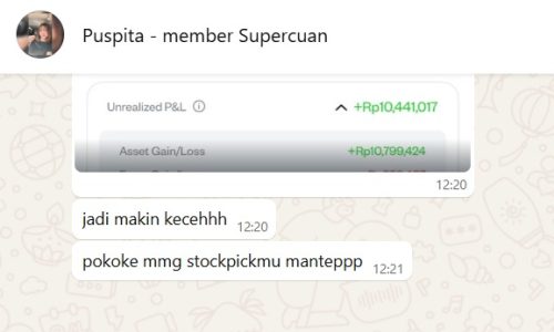 Testimoni dari salah satu loyal member Supercuan Saham